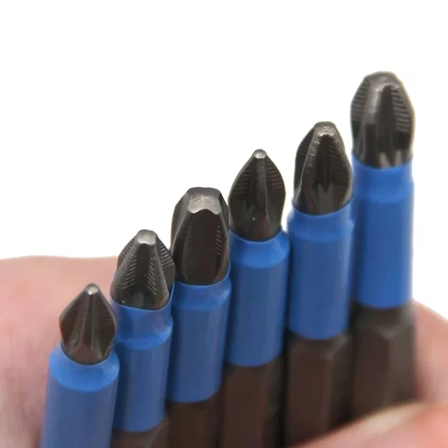 Набор магнитных противоскользящих бит PH2 6шт (PH1 PH2 PH3 PZ1 PZ2 PZ3 - 50мм) blue - изображение 4