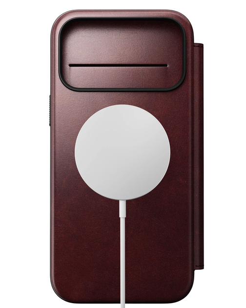 Кожаный чехол-книжка Nomad Modern Folio Horween Burgundy для iPhone 17 Pro - Фото 6 Кожаный чехол-книжка Nomad Modern Folio Horween Burgundy для iPhone 17 Pro - изображение 6