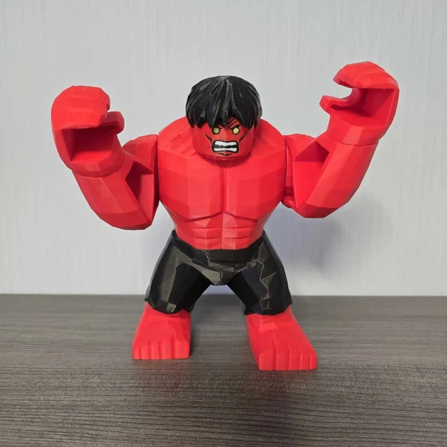 Велика колекційна друкована фігурка Червоний Галк (Red Hulk) стиль LEGO. Aivory - изображение 2