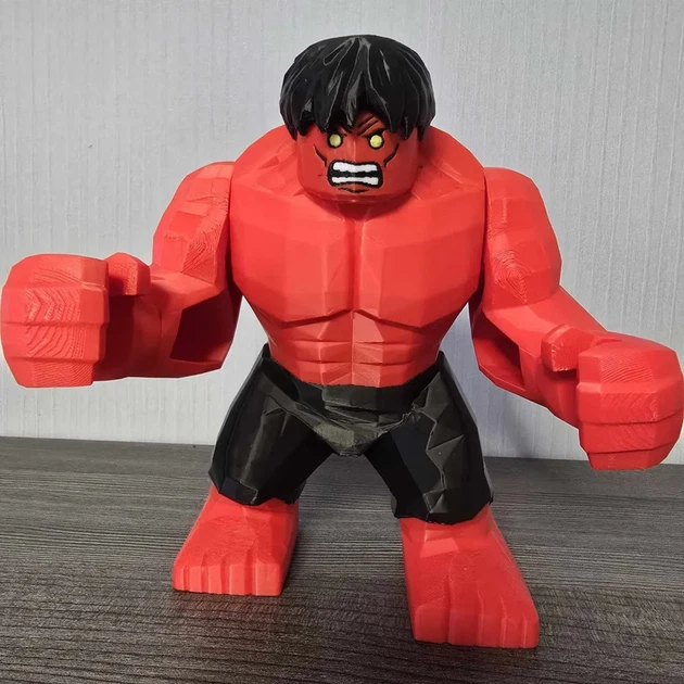 Велика колекційна друкована фігурка Червоний Галк (Red Hulk) стиль LEGO. Aivory - изображение 5