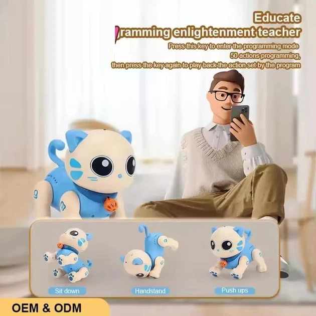 Інтерактивна іграшка Кошеня Blue Robot Kitten виконує трюки, танцює, акумулятор 3.7V, USB-кабель, підсвічування, музика (К31/02) - Фото 8 Інтерактивна іграшка Кошеня Blue Robot Kitten виконує трюки, танцює, акумулятор 3.7V, USB-кабель, підсвічування, музика (К31/02) - зображення 8