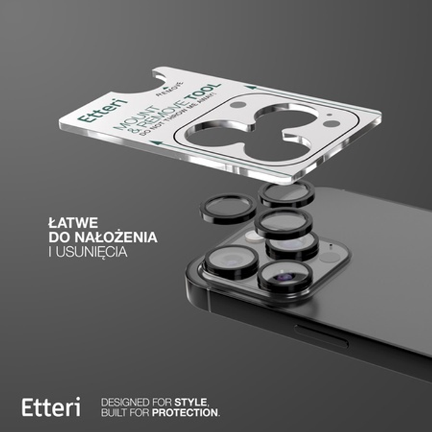 Захисне скло Etteri Camera Lens Protector для Apple iPhone 16 Pro / 16 Pro Max Black (5907504523798) - зображення 3