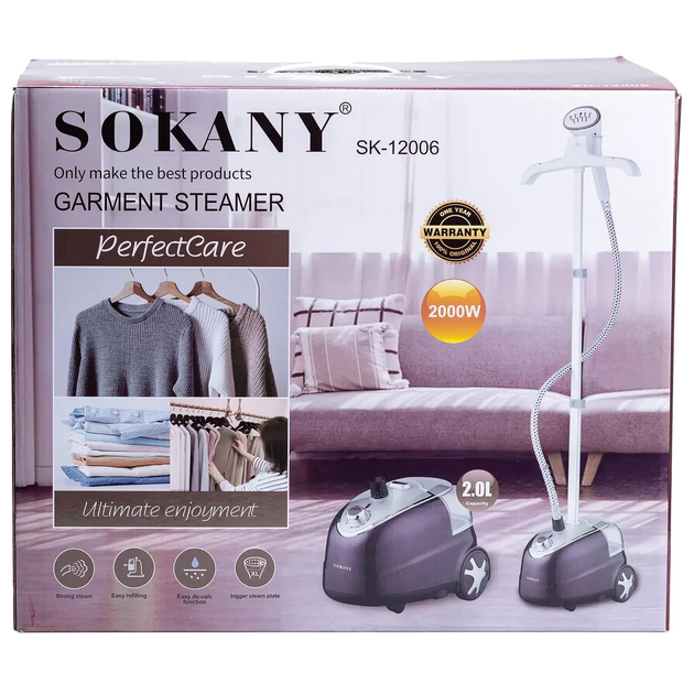 Напольный вертикальный отпариватель Sokany SK-12006 на 2 литра 2000 Вт черный - изображение 8