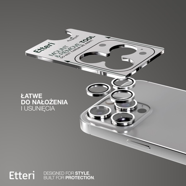 Захисне скло Etteri Camera Lens Protector для Apple iPhone 16 Pro / 16 Pro Max Silver (5907504523958) - зображення 5