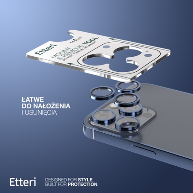 Szkło ochronne Etteri Camera Lens Protector do Apple iPhone 15 Pro / 15 Pro Max Blue (5907504523880) - obraz 4