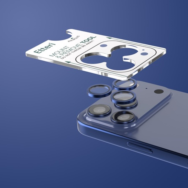 Szkło ochronne Etteri Camera Lens Protector do Apple iPhone 17 Pro / 17 Pro Max Blue (5907504567396) - obraz 4