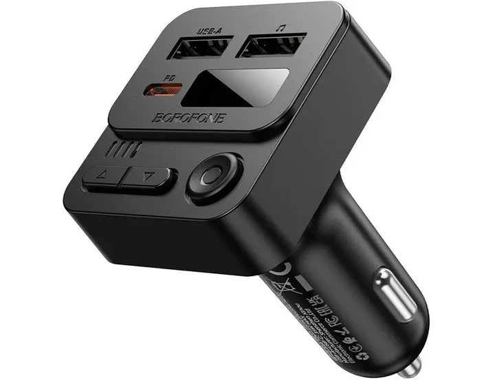 FM-модулятор BOROFONE BC60 bluetooth 5.4, 2USB, Type-C PD20W чорний - изображение 4