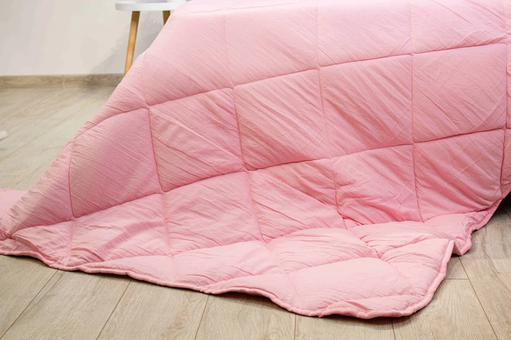 Одеяло полуторное 140×200 зимнее теплое 350 г/м² антиаллергенное ТЕП Washed Cotton розовая пудра, хлопок - изображение 8