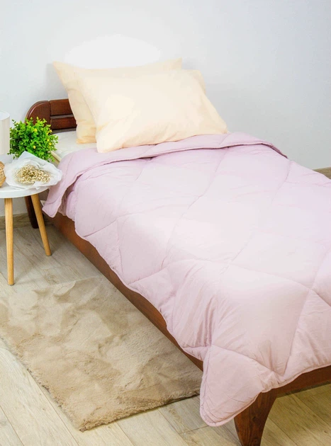Одеяло полуторное 140×200 зимнее теплое 350 г/м² антиаллергенное ТЕП Washed Cotton розовая пудра, хлопок - изображение 10