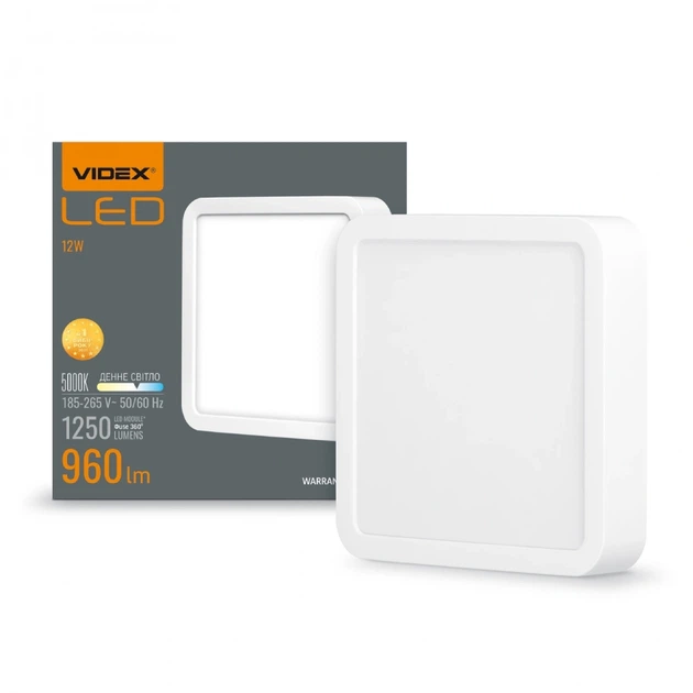 LED світильник VIDEX накладний квадрат 12 Вт 5000K 220 В - зображення 4