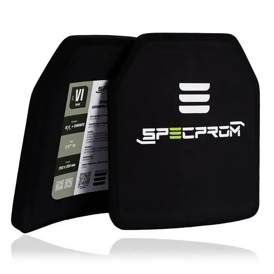 Керамические бронеплиты 6-го класса SPECPROM. Вес 5,6кг. Размер 25 на 30 см. Комплект – 2 шт - изображение 2