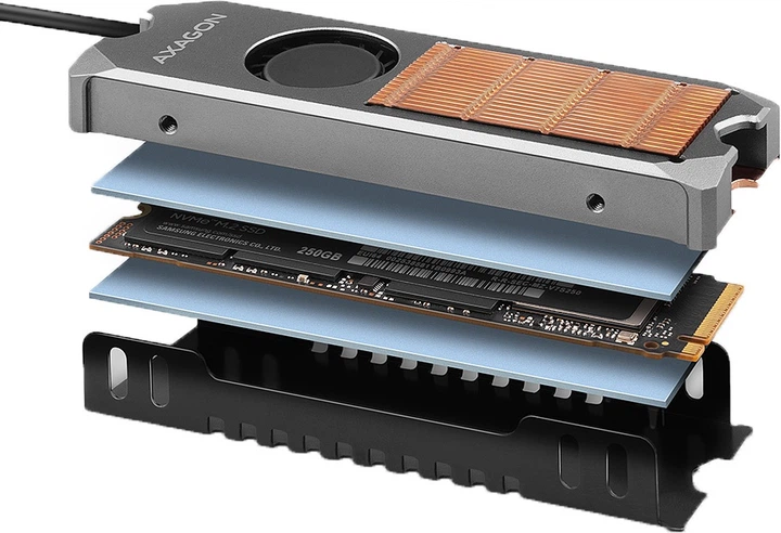Радиатор Axagon для диска M.2 NVMe 2280 / SATA (CLR-M2FAN) - изображение 5