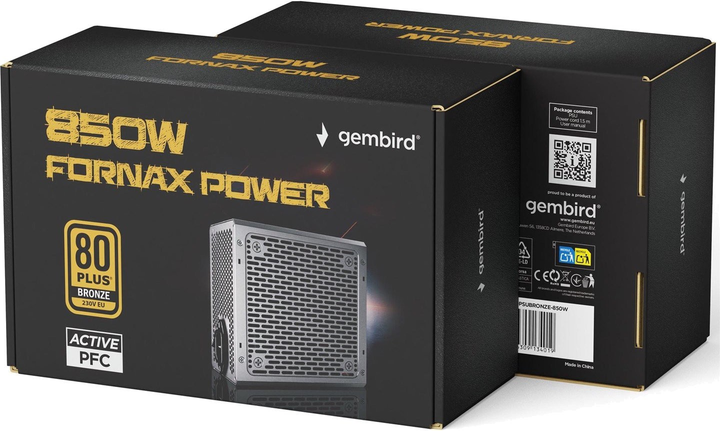 Блок живлення Gembird Fornax Power Bronze 850W (CCC-PSUBRONZE-850W) - зображення 4