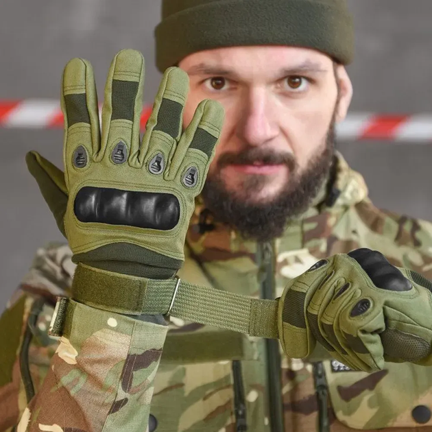 Тактичні Рукавиці Oakley Titan із захистом кісточок олива розмір L - зображення 3