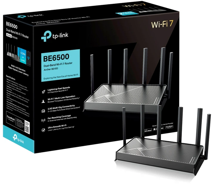 Маршрутизатор TP-LINK Archer BE400 WiFi7 / BE6500 / 2.5Гбіт/с