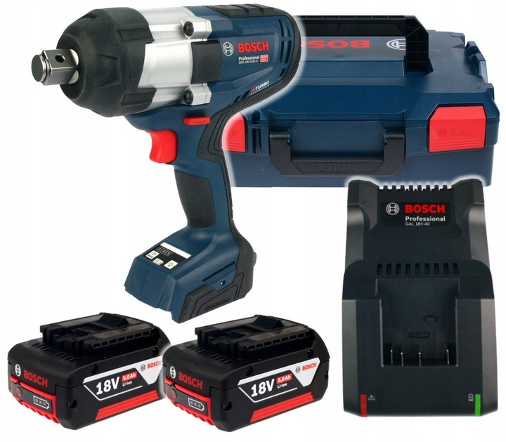 Akumulatorowy klucz udarowy Bosch Professional GDS 18V-1050 H + 2 akumulatory GBA 5.0 Ah + ładowarka (06019J8522) - obraz 1
