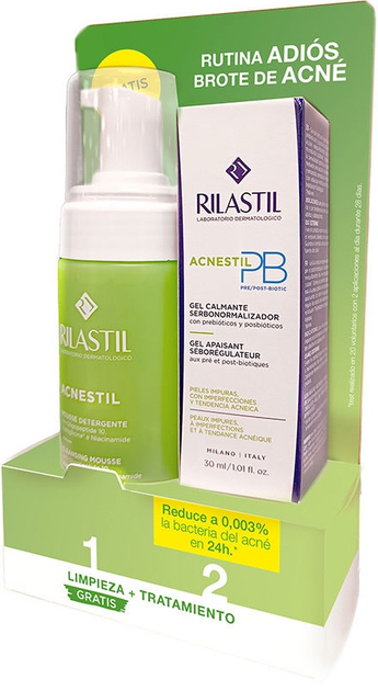 Zestaw do pielęgnacji twarzy Rilastil Acnestil Goodbye Acne Breakout Żel łagodzący 30 ml + Mus oczyszczający 150 ml (8428749006022) - obraz 1