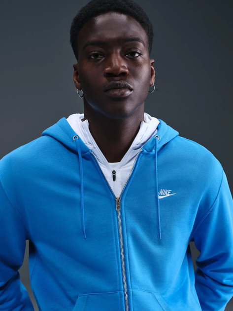 Толстовка на блискавці чоловіча Nike M Nk Club Ft Fz Hoodie FN3884-435 L Синя (198481669592) - зображення 5