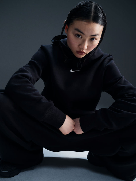 Худі тепле жіноче Nike W Nsw Phnx Flc Std Po Hoodie HF6839-010 M Чорне (197596670486) - зображення 7