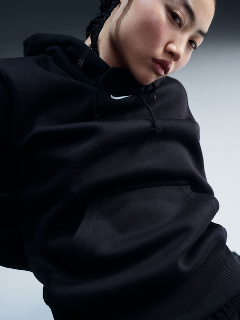 Bluza damska z kapturem ocieplana Nike W Nsw Phnx Flc Std Po Hoodie HF6839-010 XL Czarna (197596138290) - obraz 6