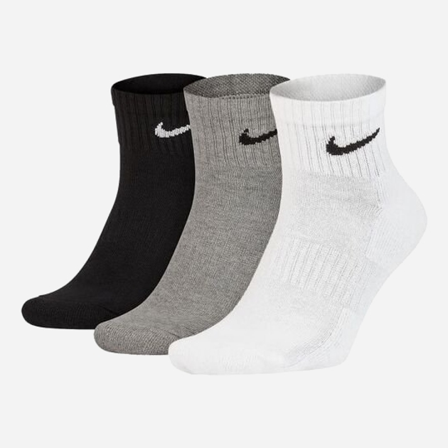 Zestaw skarpetek bawełnianych męskich 3 pary Nike U Nk Everyday Csh Ankl 3Pr 132 SX7667-964 38-42 (M) Czarny/Szary/Biły (194955549216) - obraz 1