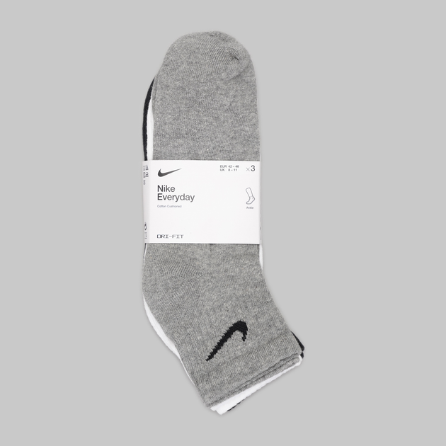Набір підліткових шкарпеток бавовняних 3 пари для хлопчика Nike U Nk Everyday Csh Ankl 3Pr 132 SX7667-964 34-38 (S) Чорний/Сірий/Білий (194955549209) - зображення 9