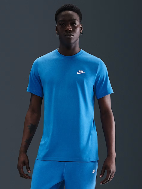 Футболка бавовняна довга чоловіча Nike M Nsw Club Tee AR4997-435 XL Синя (193147811995) - зображення 1