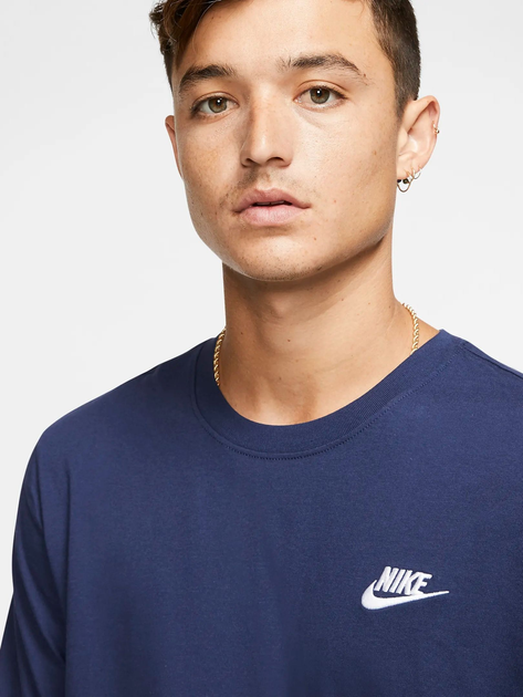 Футболка бавовняна довга чоловіча Nike M Nsw Club Tee AR4997-410 XL Темно-синя (193150904738) - зображення 4