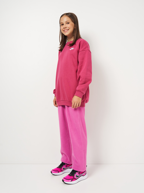 Bluza bez kaptura dziecięca dla dziewczynki Nike G Nsw Club Flc Ovrszd Crew Lbr FD2923-634 128-137 cm (S) Różowa (198482205928) - obraz 3