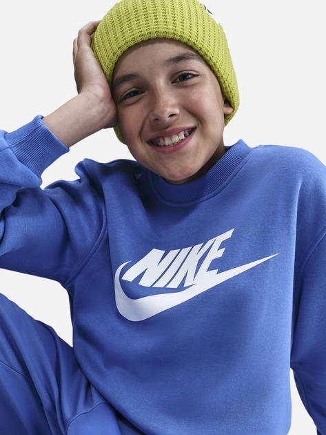 Bluza bez kaptura chłopięca Nike K Nsw Club Flc Crew Ls Hbr FD2992-411 128-137 cm (S) Niebieska (198482244545) - obraz 7
