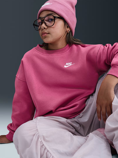 Підлітковий світшот на флісі оверсайз для дівчинки Nike G Nsw Club Flc Ovrszd Crew Lbr FD2923-634 146-156 см (L) Рожевий (198481816262) - зображення 7