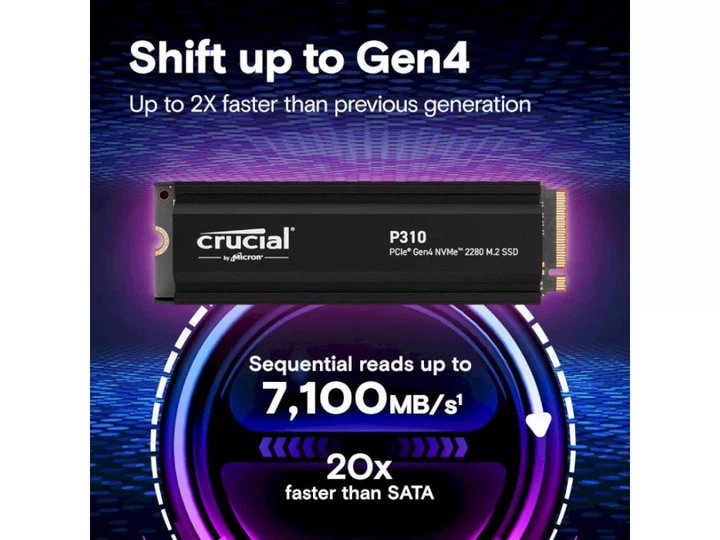 SSD накопичувач Crucial P310 2TB для PS5 PCIe Gen4 NVMe M.2 2280 (CT2000P310SSD5) - зображення 3