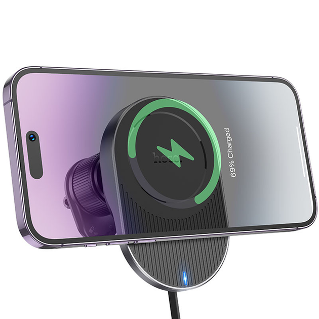 Держатель с беспроводным зарядным HOCO HW12 Guardian magnetic wireless (air outlet) 15W - Фото 6 Держатель с беспроводным зарядным HOCO HW12 Guardian magnetic wireless (air outlet) 15W - изображение 6