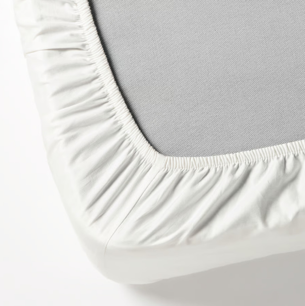Prześcieradło Ikea Dvala z gumką bawełniane 180 x 200 cm Białe (503.565.64) - obraz 4