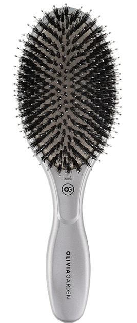 Szczotka do włosów Olivia Garden Expert Care Oval Boar&Nylon Bristles Silver (5414343020321) - obraz 1