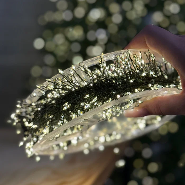 Гірлянда Мішура Феєрверк (хвойна лапа) 100 м 3000 LED від розетки роса 8 режимів (теплий білий колір) зелений провід - Фото 3 Гірлянда Мішура Феєрверк (хвойна лапа) 100 м 3000 LED від розетки роса 8 режимів (теплий білий колір) зелений провід - зображення 3