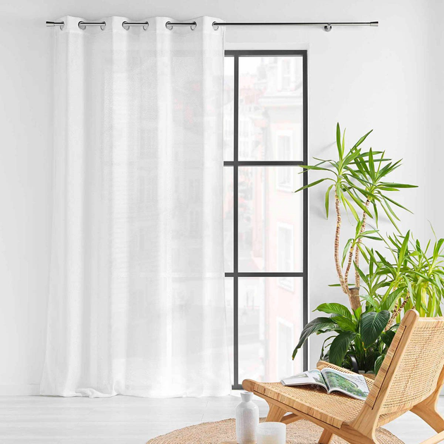 Firana na przelotkach Douceur d'interieur Luoline z efektem lnu Biała 140 x 240 cm (3574386276566) - obraz 2