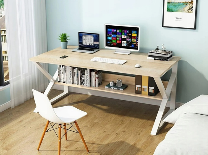 Biurko komputerowe Ecarla STL08JBR biurowe z półką 100 x 60 cm (5903678558154) - obraz 2