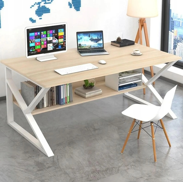 Biurko komputerowe Ecarla STL08JBR biurowe z półką 100 x 60 cm (5903678558154) - obraz 3
