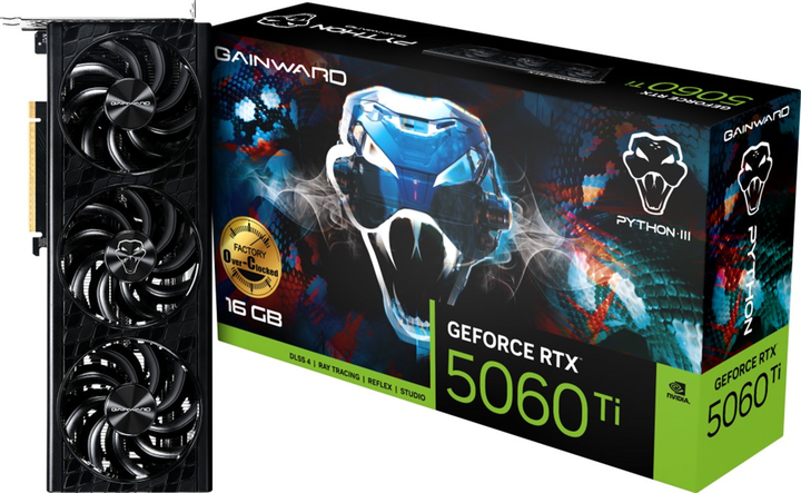 Karta graficzna Gainward PCI-Ex GeForce RTX 5060 Ti Python III OC 16GB GDDR7 (128bit) (2662/28000) (HDMI, 3 x DisplayPort) (NE7506TS19T1-GB2061T) - obraz 9
