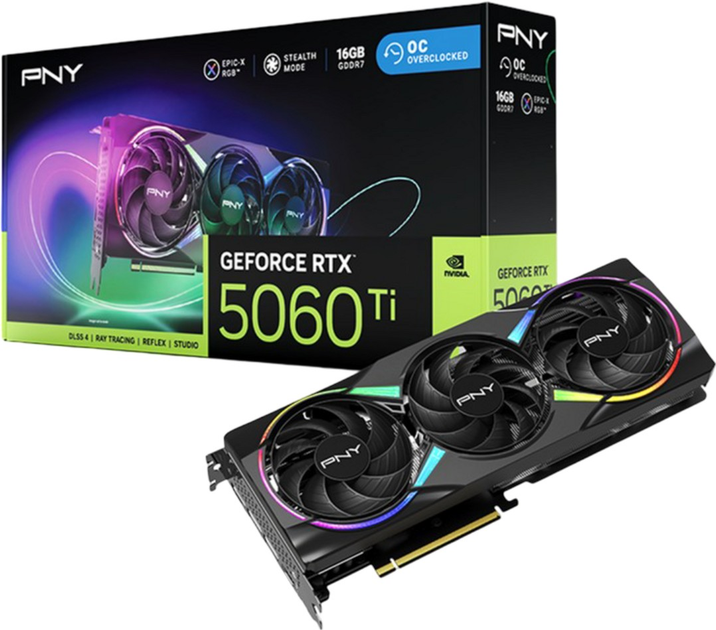 Karta graficzna PNY PCI-Ex GeForce RTX 5060 Ti ARGB OC 16GB GDDR7 (128bit) (2692/28000) (HDMI, 3 x DisplayPort) (VCG5060T16TFXXPB1-O) - obraz 9