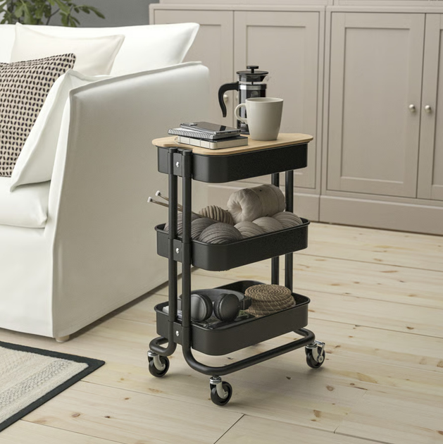 Етажерка Ikea Raskog на колесах 28 x 38 x 61 см Чорна (805.867.90) - зображення 4