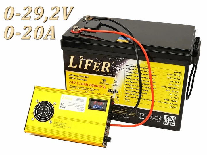Зарядное устройство LiFeR для аккумуляторов LiFePO4 24V 20A. Зарядка для аккумулятора 24В / (29.2 вольт) - изображение 4