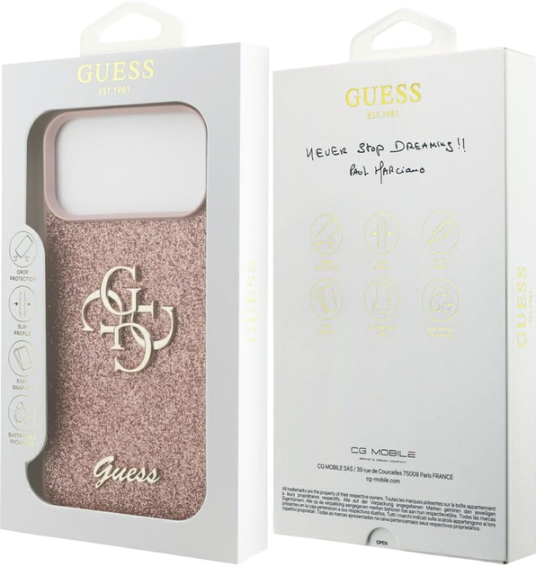Etui Guess Fixed Glitter Big 4G do Apple iPhone 17 Pro Max Pink (GUHCP17XHG4SGP) - obraz 7
