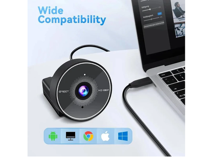 Веб-камера EMEET SmartCam C955, Full HD 1080P@30FPS із вбудованим мікрофоном - изображение 2