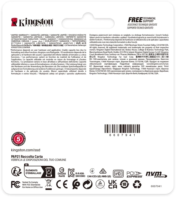 Твердотельный накопитель SSD диск Kingston NV3 500GB M.2 2230 NVMe PCIe 4.0 x4 3D NAND - Фото 4 Твердотельный накопитель SSD диск Kingston NV3 500GB M.2 2230 NVMe PCIe 4.0 x4 3D NAND - изображение 4