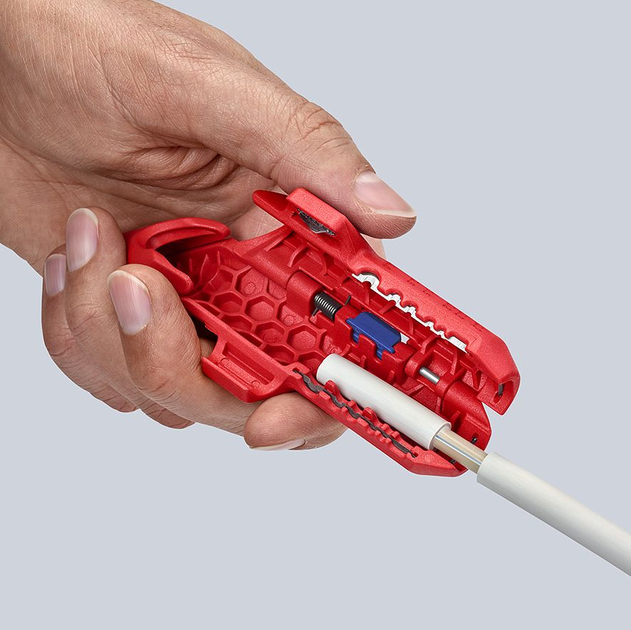 Універсальний інструмент Knipex ErgoStrip для зняття ізоляції дроту для лівої руки (16 95 02 SB) - зображення 8
