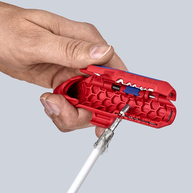 Універсальний інструмент Knipex ErgoStrip для зняття ізоляції дроту для лівої руки (16 95 02 SB) - зображення 9