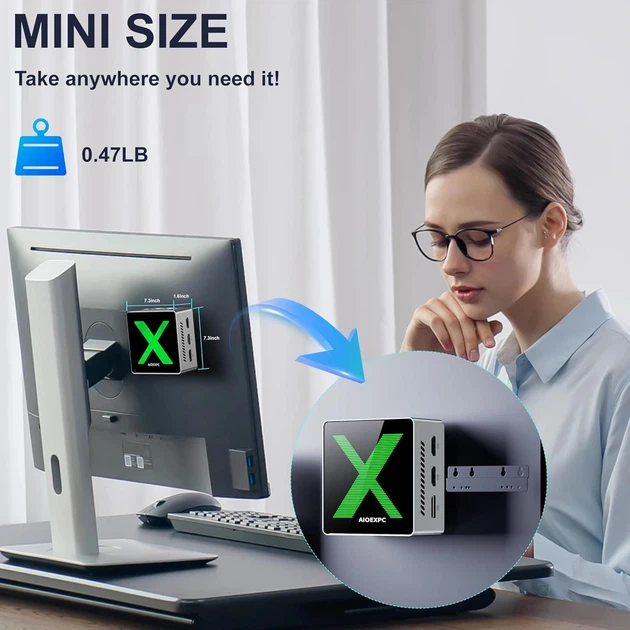 Мини ПК AIOEXPC XMini / Intel N100 / RAM 16GB / SSD 256GB / 2 x HDMI / 2 х LAN / Wi-Fi 6 / Bluetooth 5.2 / Windows 11 / Silver Б/В - Фото 4 Мини ПК AIOEXPC XMini / Intel N100 / RAM 16GB / SSD 256GB / 2 x HDMI / 2 х LAN / Wi-Fi 6 / Bluetooth 5.2 / Windows 11 / Silver Б/В - изображение 4