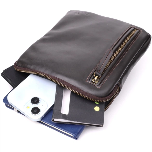 Элегантная мужская сумка из гладкой натуральной кожи SHVIGEL Bag 23150 Коричневый - Фото 8 Элегантная мужская сумка из гладкой натуральной кожи SHVIGEL Bag 23150 Коричневый - изображение 8